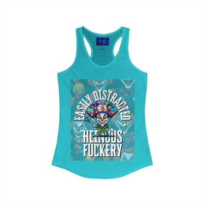 Easily Distracted by Heinous Fuckery Little Jinx Women's Racerback Tank Top by cypherpunkgear.com