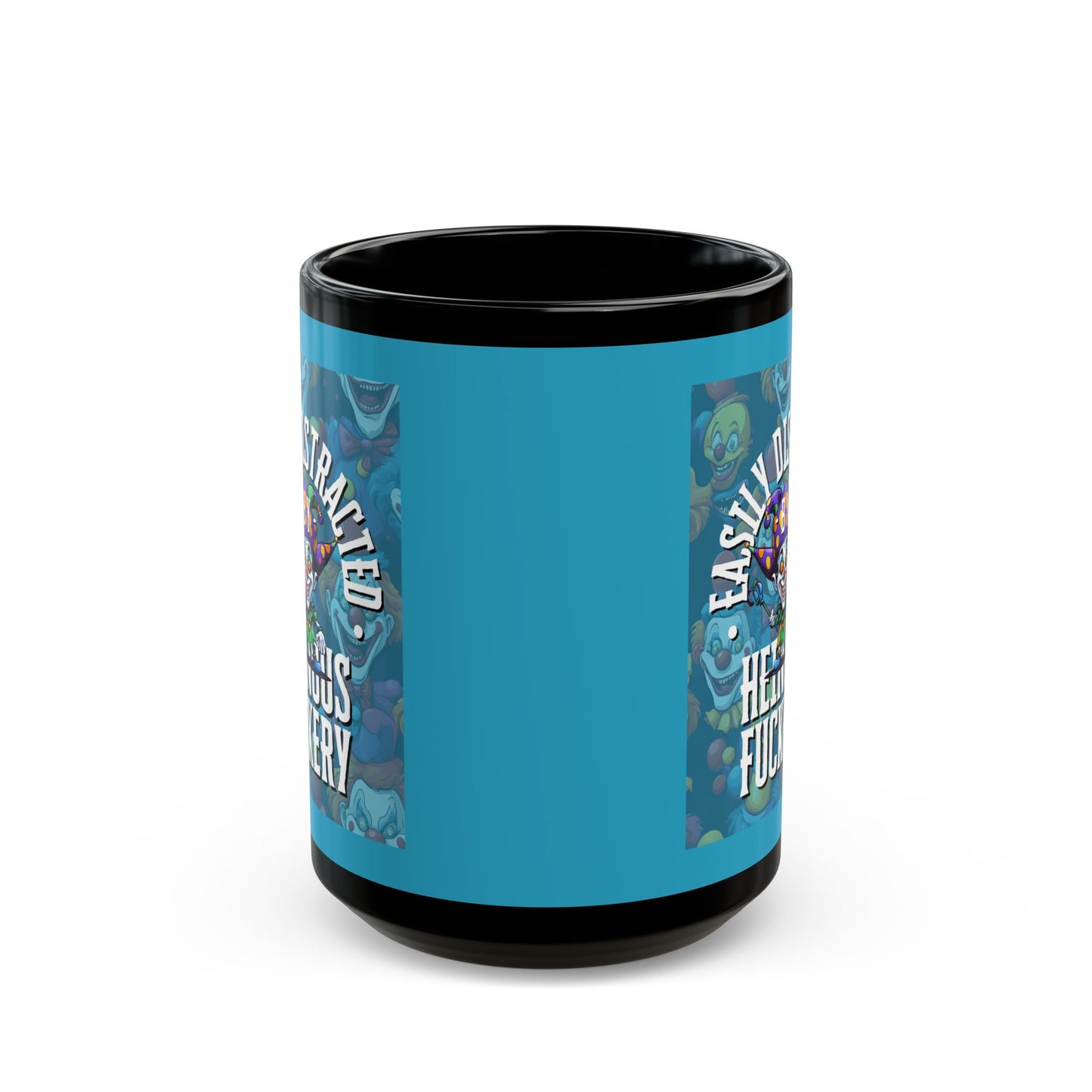 Easily Distracted by Heinous Fuckery Little Jinx Turquoise Mug by cypherpunkgear.com
