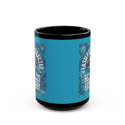 Easily Distracted by Heinous Fuckery Little Jinx Turquoise Mug by cypherpunkgear.com