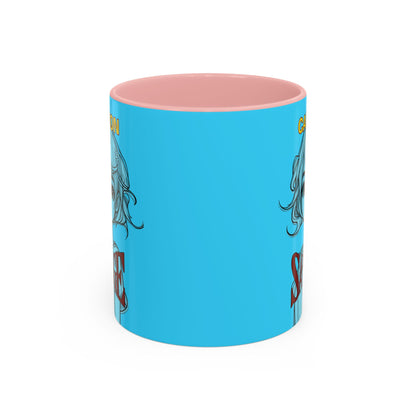 Caution, Savage Light Blue Accent Mug by cypherpunkgear.com
