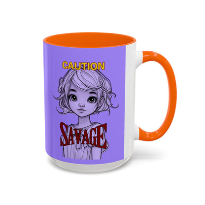 Caution, Savage Light Purple Accent Mug by cypherpunkgear.com
