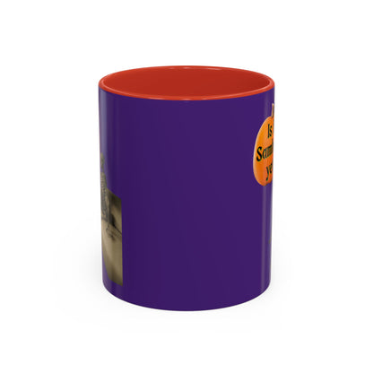 Is it Samhain yet? Skeleton's Pumpkin Purple Accent Mug by CreepyCrafts.boo