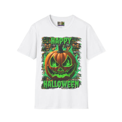 Happy Halloween Green Jack Light colors Unisex T-Shirt by CreepyCrafts.boo