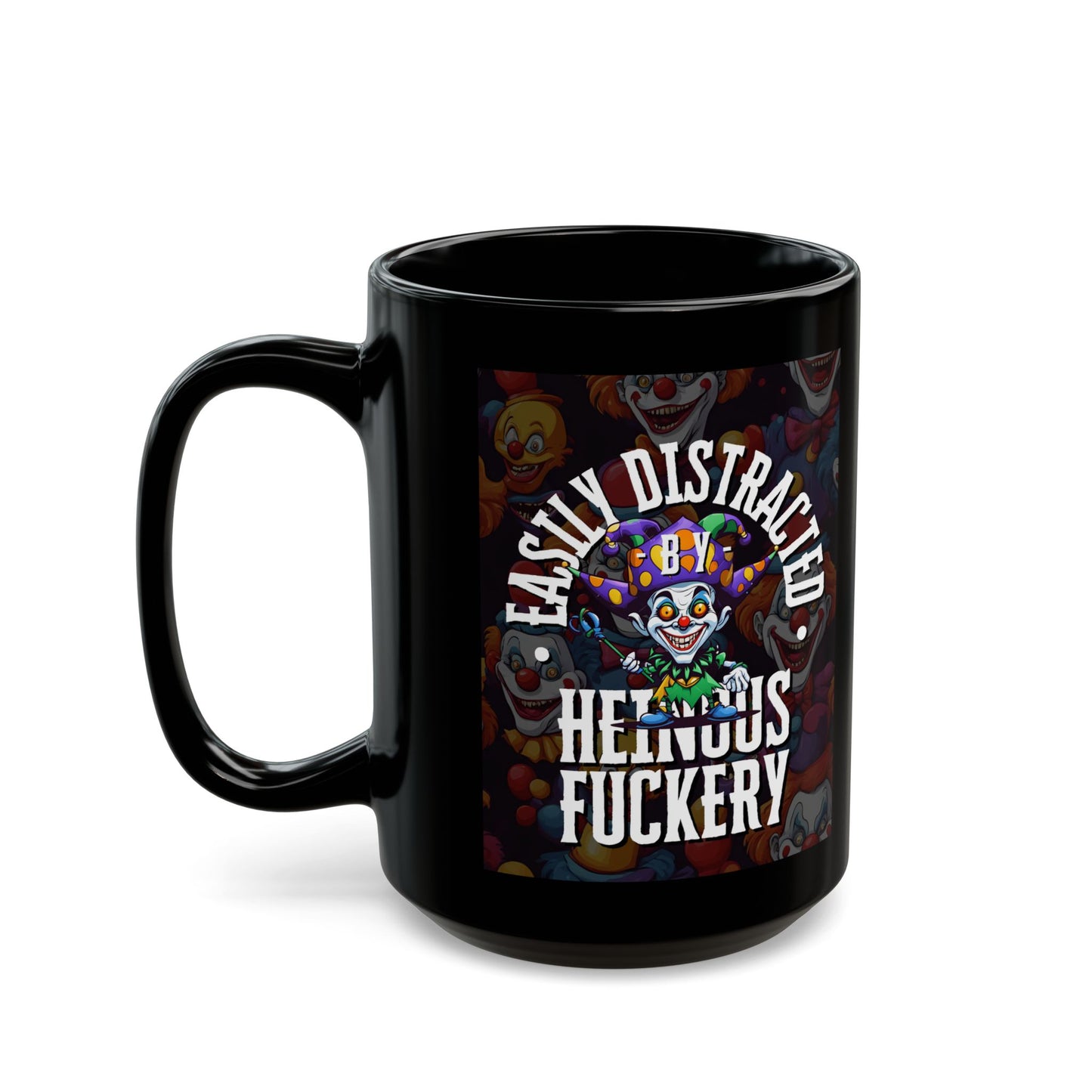 Easily Distracted by Heinous Fuckery Little Jincs Black Mug by cypherpunkgear