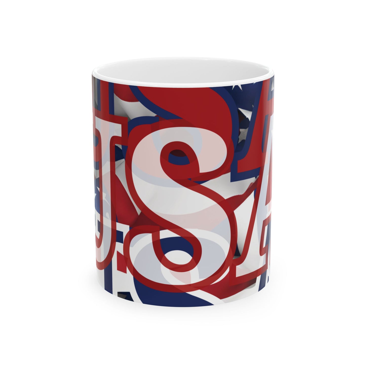 USA! USA! USA White font Patriot White Mug by cypherpunkgear.com