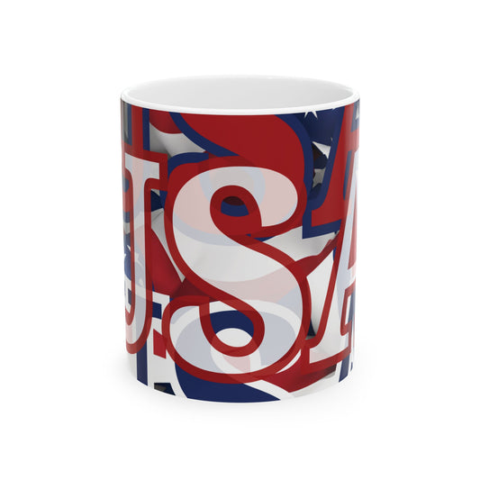¡EE.UU! ¡EE.UU! ¡EE.UU! ¡Patriota por cypherpunkgear! Taza de cerámica, (11 oz, 15 oz)