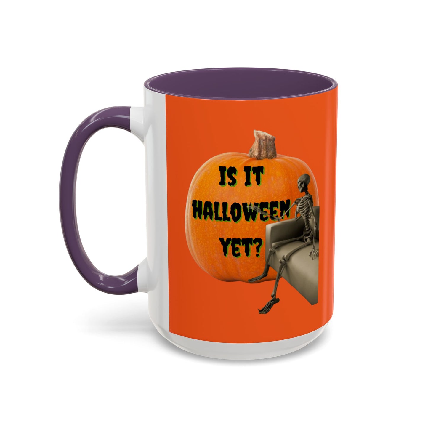 Is it Halloween yet? Skeleton's Giant Pumpkin Orange Accent Mug by CreepyCrafts.boo