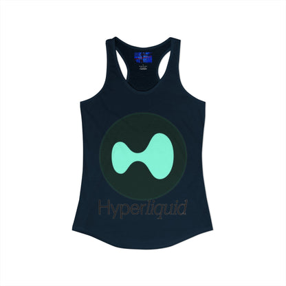 Hyperliquid Black font Women's Racerback Tank Top by cypherpunkgear.com