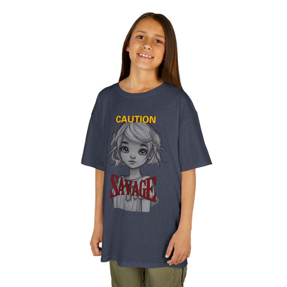 Caution: Small but Savage Kids Heavy Cotton Tee by cypherpunkgear.com