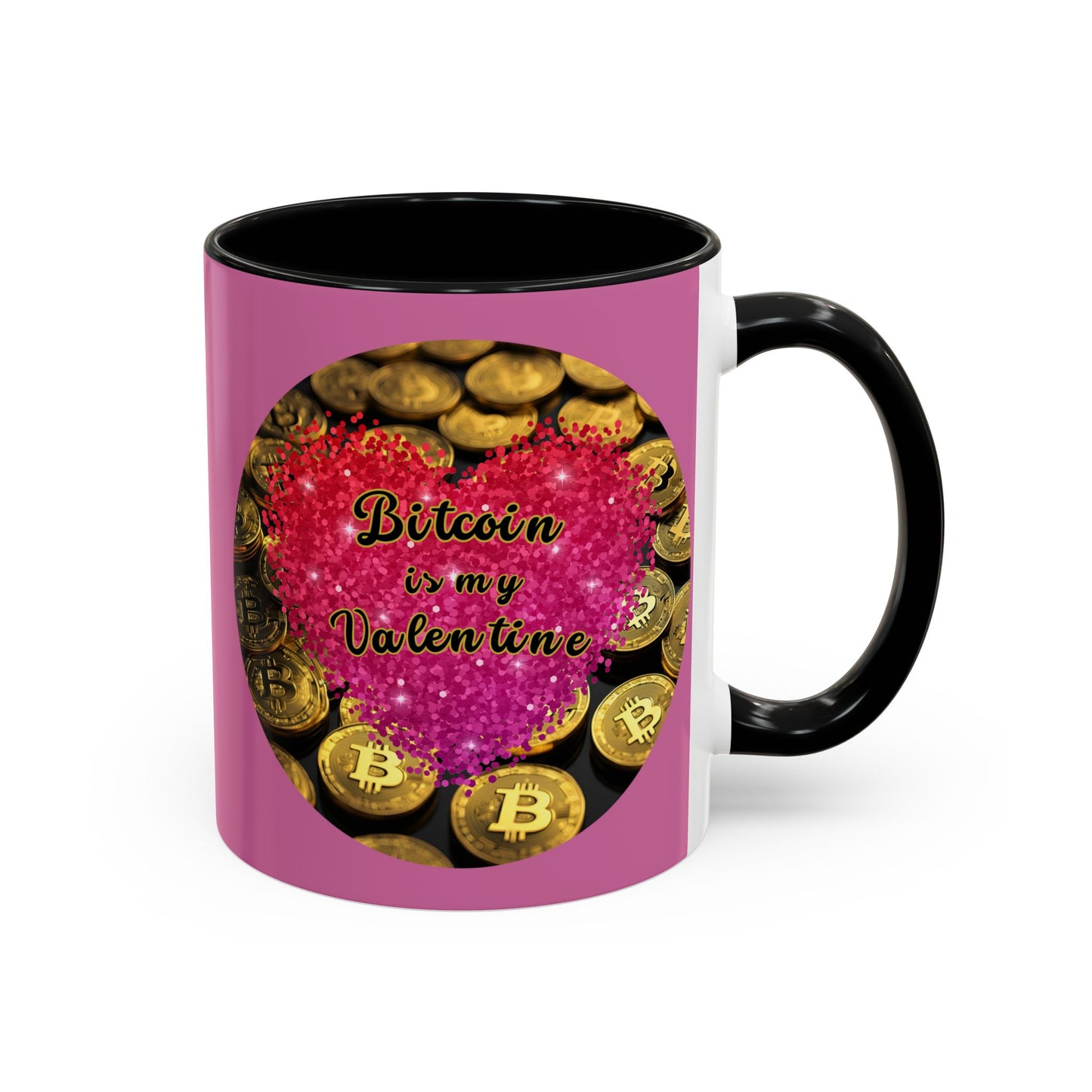 Bitcoin is My Valentine Pink Accent Mug by cypherpunkgear.com