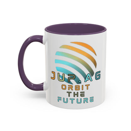 Jupiter (JUP) Orbit the Future White Accent Mug by cypherpunkgear.com