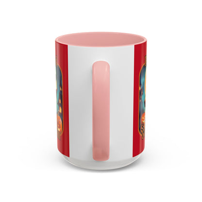 Blessed Samhain Little Witch Orange font Red Accent Mug by CreepyCrafts.boo