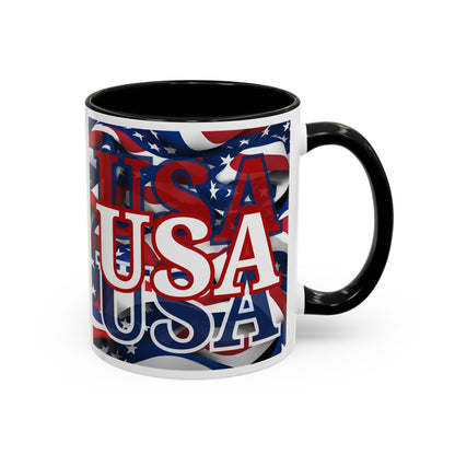 USA White font Center Patriot Accent Mug by cypherpunkgear.com