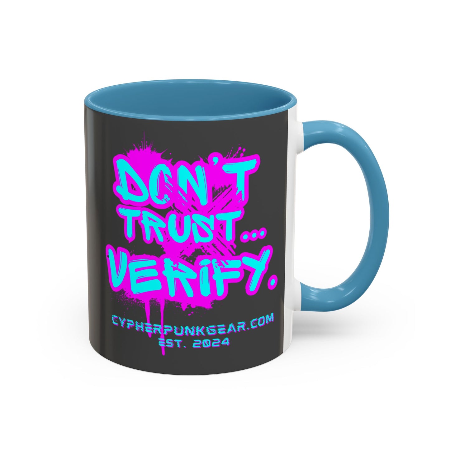 Don't Trust...Verify. Grey Accent Mug by cypherpunkgear.com