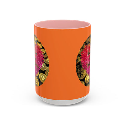 Bitcoin is My Valentine Orange Accent Mug by cypherpunkgear.com