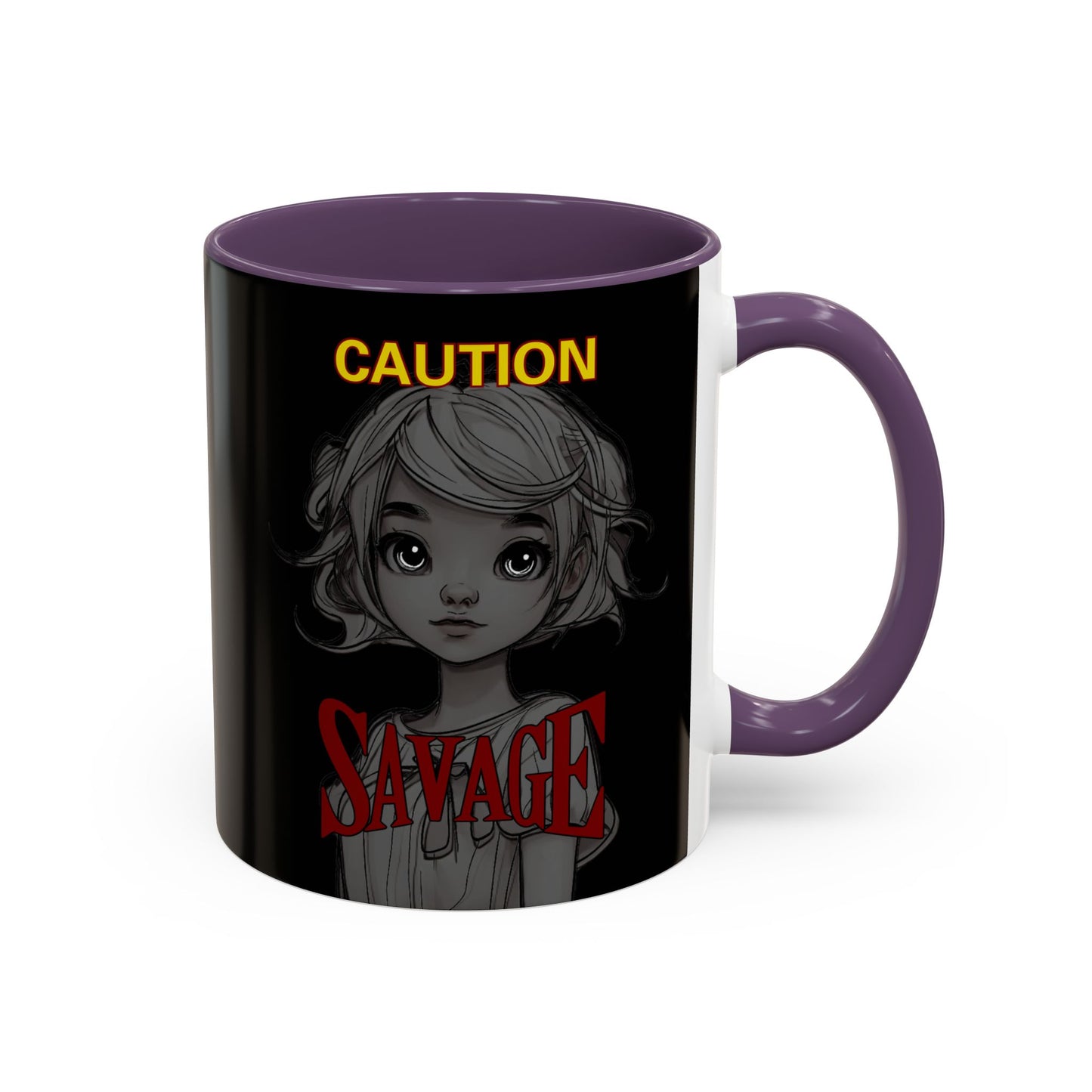 Caution, Savage Black Accent Mug by cypherpunkgear.com