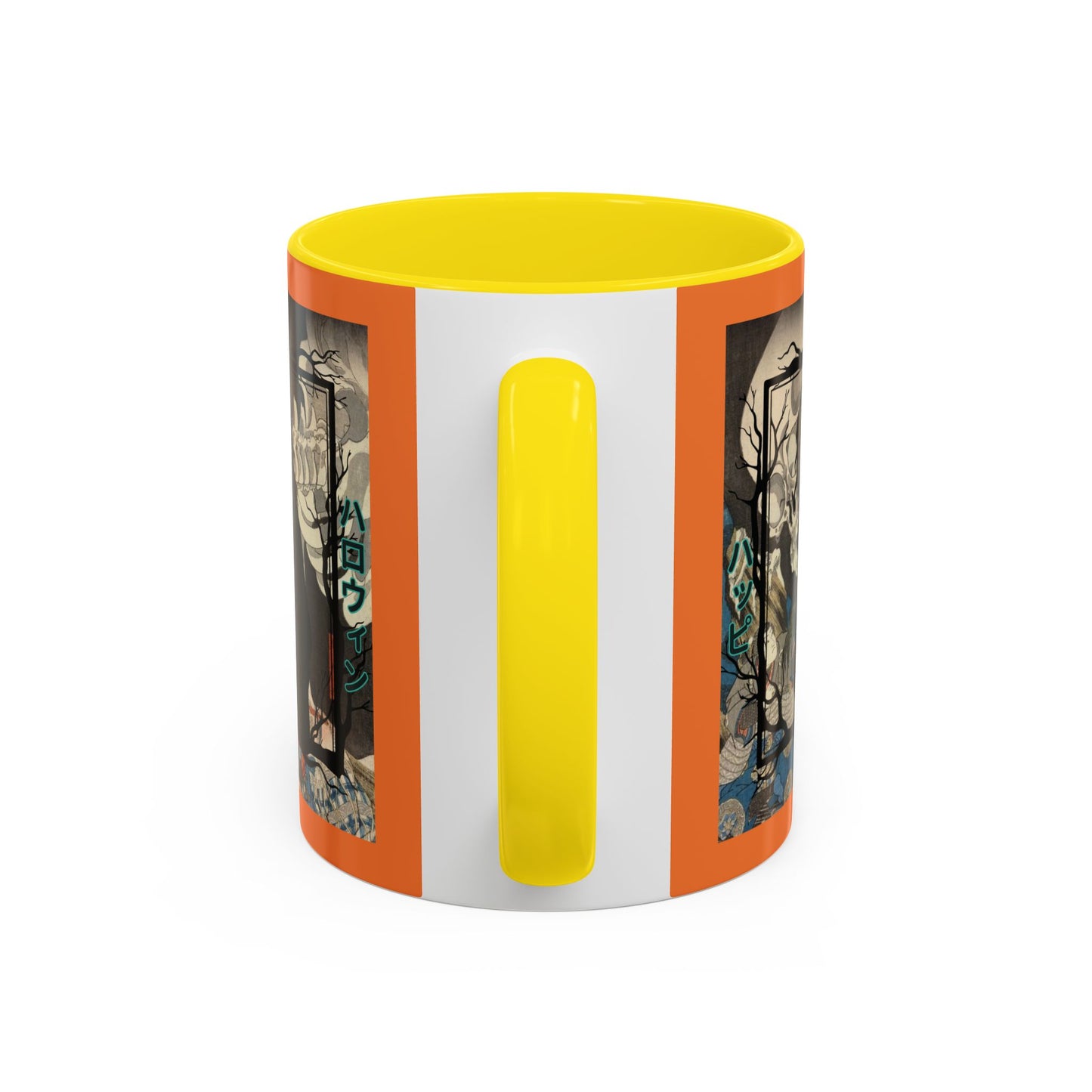 Yōkai Happy Halloween Orange Accent Mug by CreepyCrafts.boo