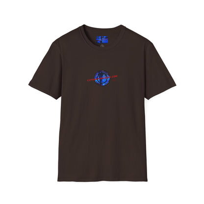 2-sided, cypherpunkgear.com Logo & Cityscape Dark colors Unisex T-Shirt by cypherpunkgear.com