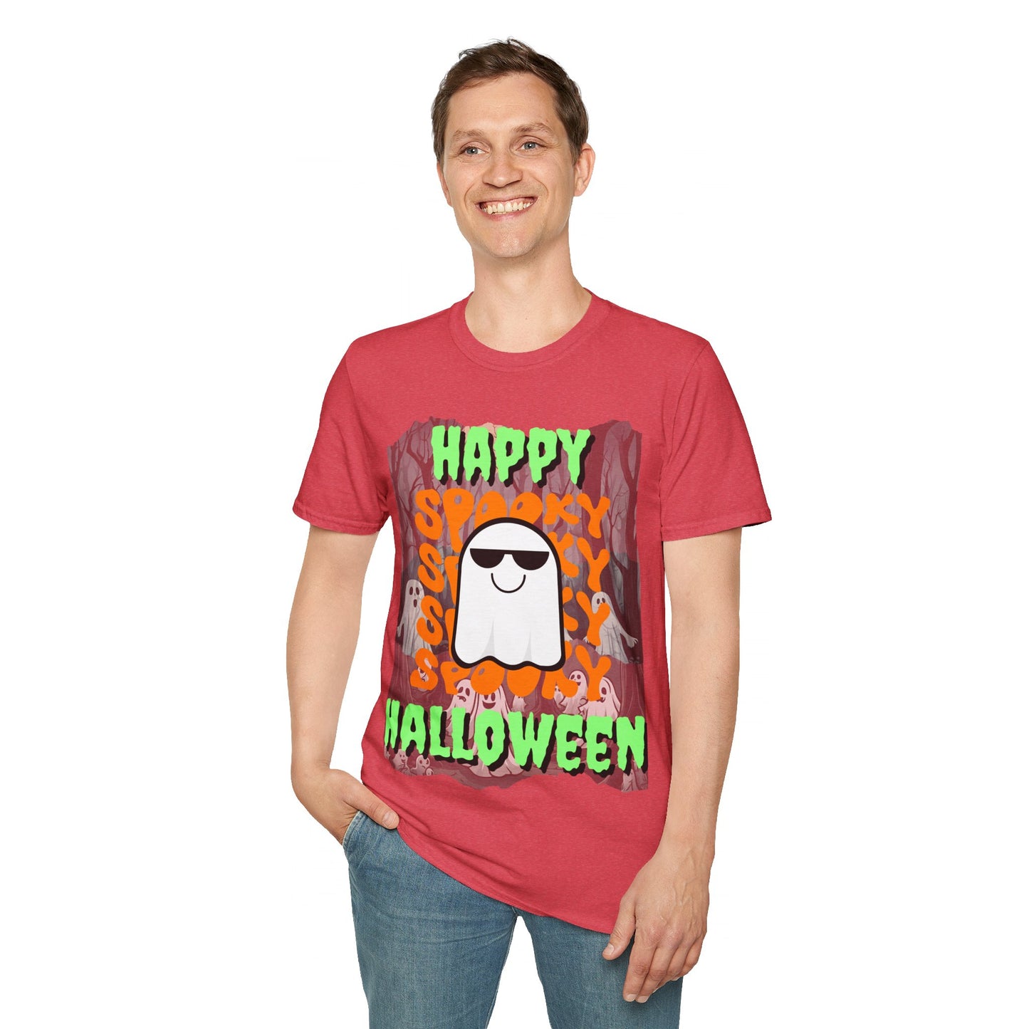 Spooky Happy Halloween Ghost GNfont Unisex T-Shirt by cypherpunkgear