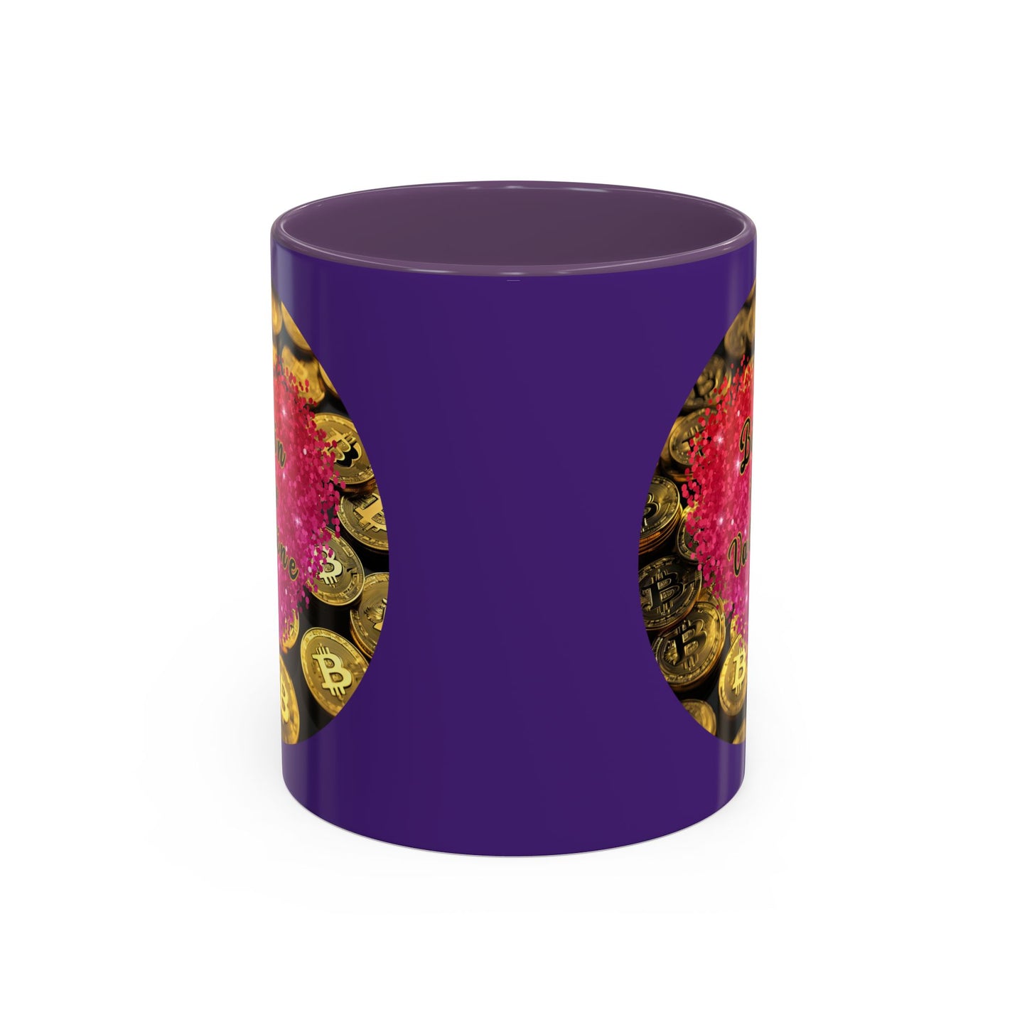 Bitcoin is My Valentine Purple Accent Mug by cypherpunkgear.com