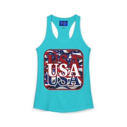 Red WHITE and Blue USA Patriot Women's Racerback Tank Top by cypherpunkgear.com