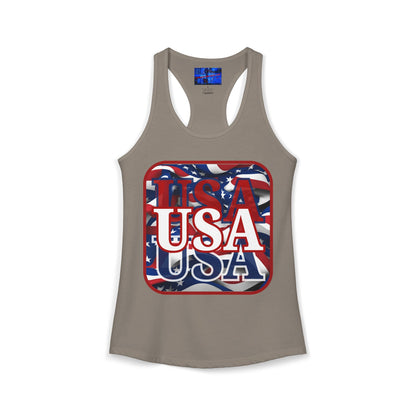 Red WHITE and Blue USA Patriot Women's Racerback Tank Top by cypherpunkgear.com