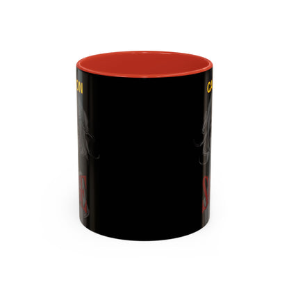Caution, Savage Black Accent Mug by cypherpunkgear.com