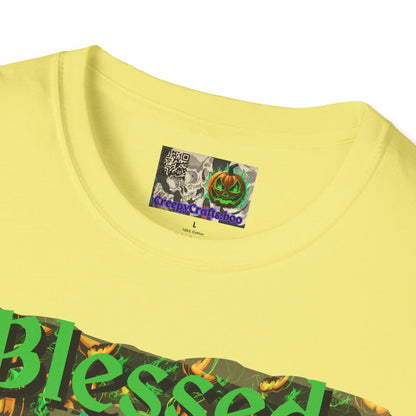 Blessed Samhain Green Jack Light colors Unisex T-Shirt by CreepyCrafts.boo