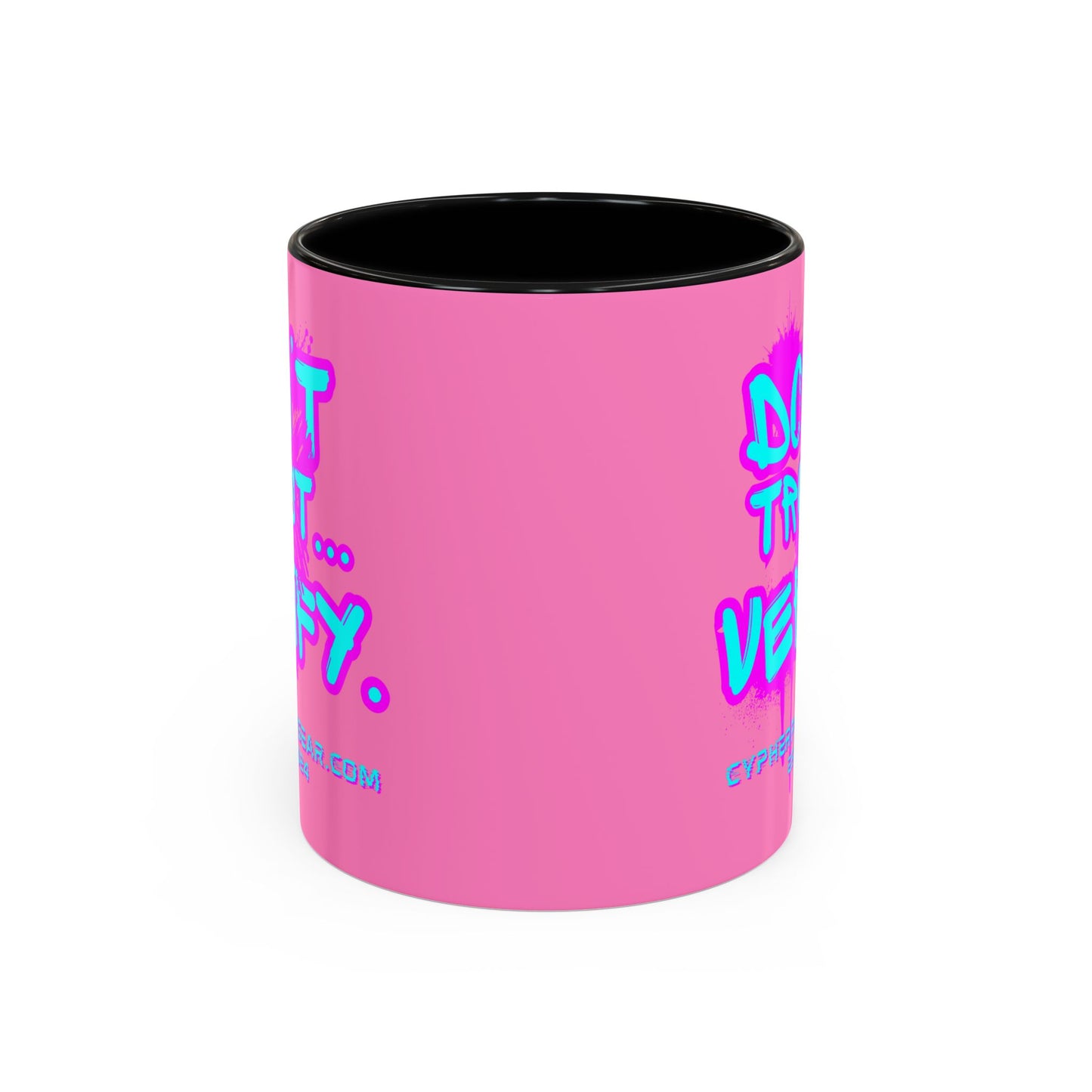 Don't Trust...Verify. Light Pink Accent Mug by cypherpunkgear.com
