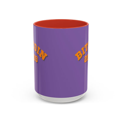 Bitcoin 2009 Light Purple Accent Mug by cypherpunkgear.com