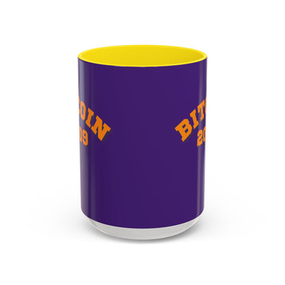 Bitcoin 2009 Dark Purple Accent Mug by cypherpunkgear.com