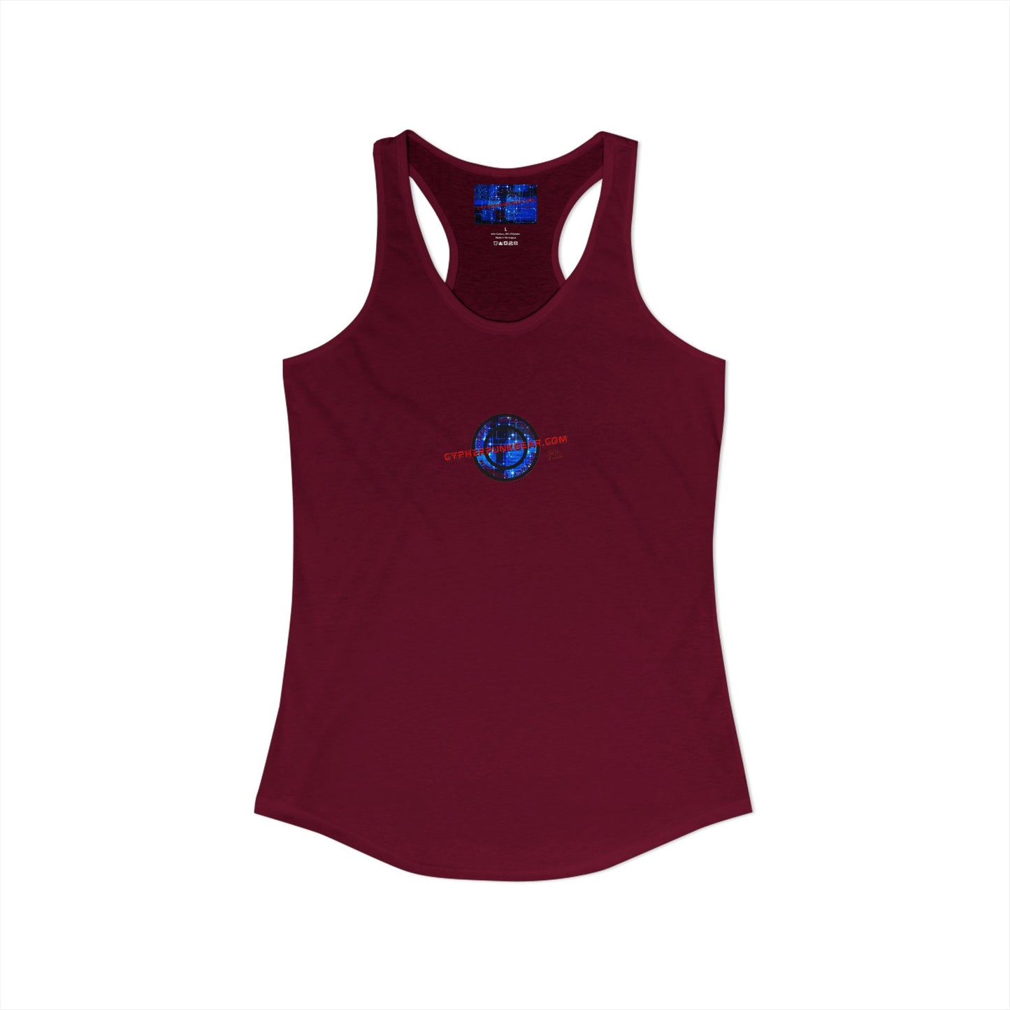 2-sided, cypherpunkgear.com Logo & Cityscape Women's Racerback Tank Top by cypherpunkgear.com