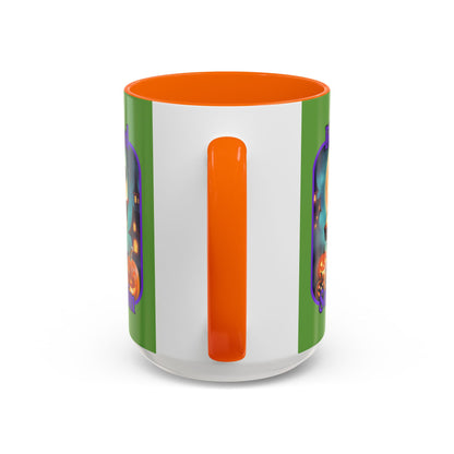Blessed Samhain Little Witch Purple font Green Accent Mug by CreepyCrafts.boo