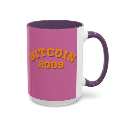 Bitcoin 2009 Pink Accent Mug by cypherpunkgear.com
