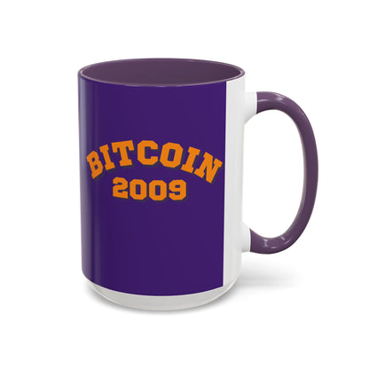 Bitcoin 2009 Dark Purple Accent Mug by cypherpunkgear.com