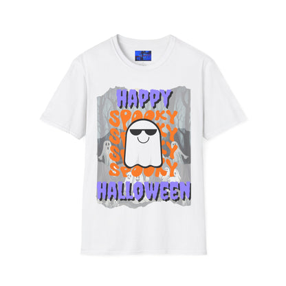 Spooky Happy Halloween Ghost PRfont Unisex T-Shirt by cypherpunkgear