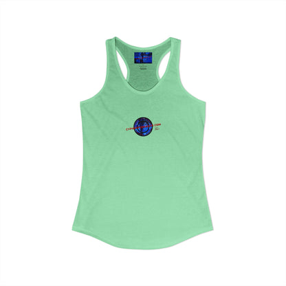 2-sided, cypherpunkgear.com Logo & Cityscape Women's Racerback Tank Top by cypherpunkgear.com