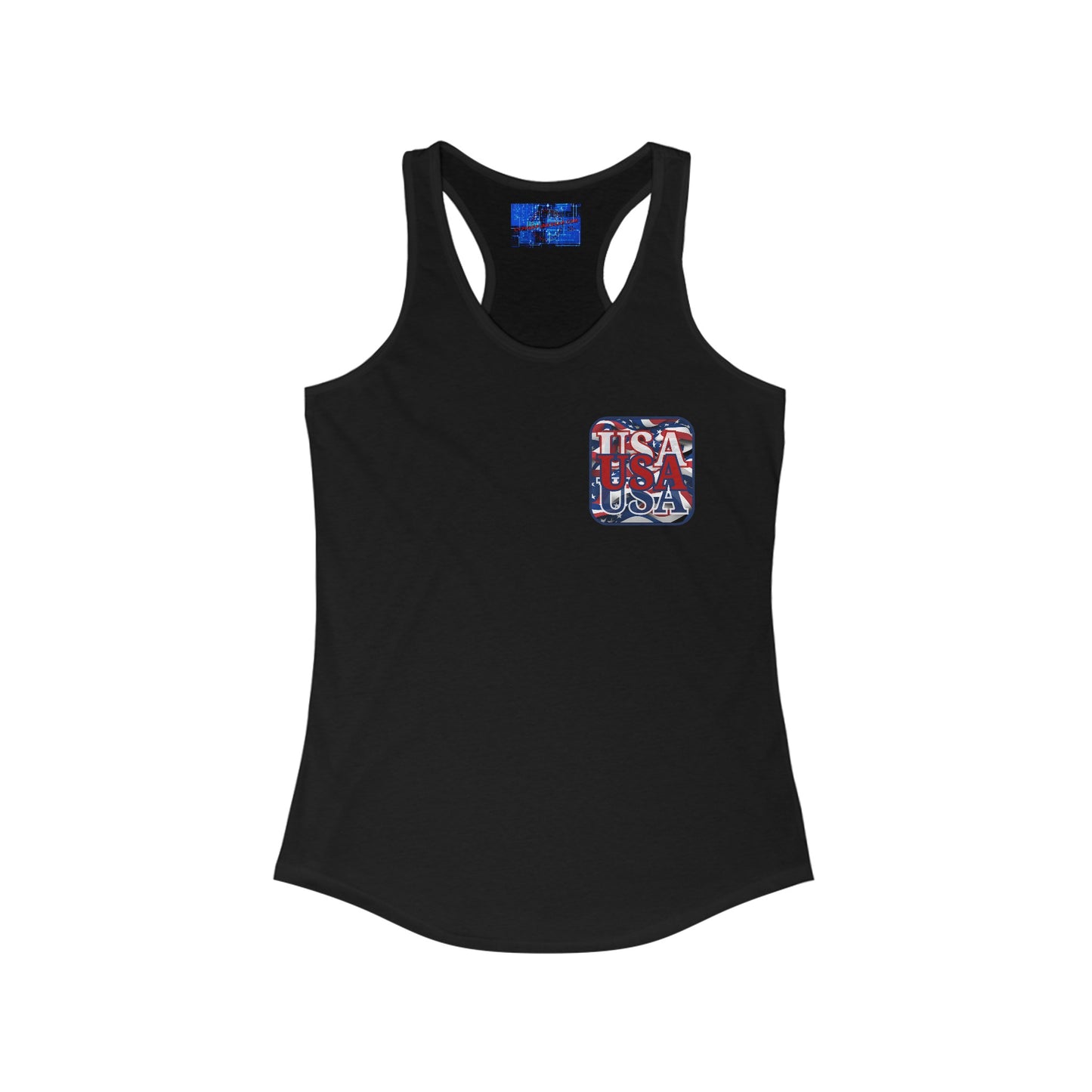 2-sided RED White and Blue USA Patriot Women's Racerback Tank Top by cypherpunkgear