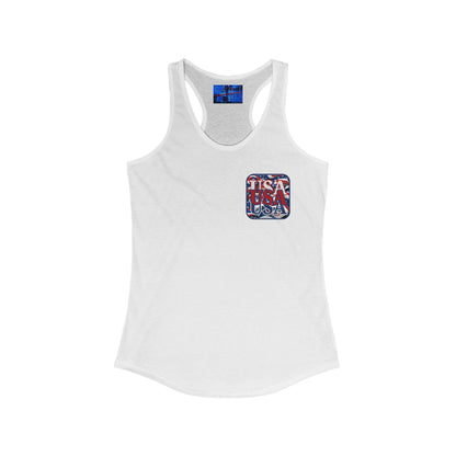 2-sided RED White and Blue USA Patriot Women's Racerback Tank Top by cypherpunkgear