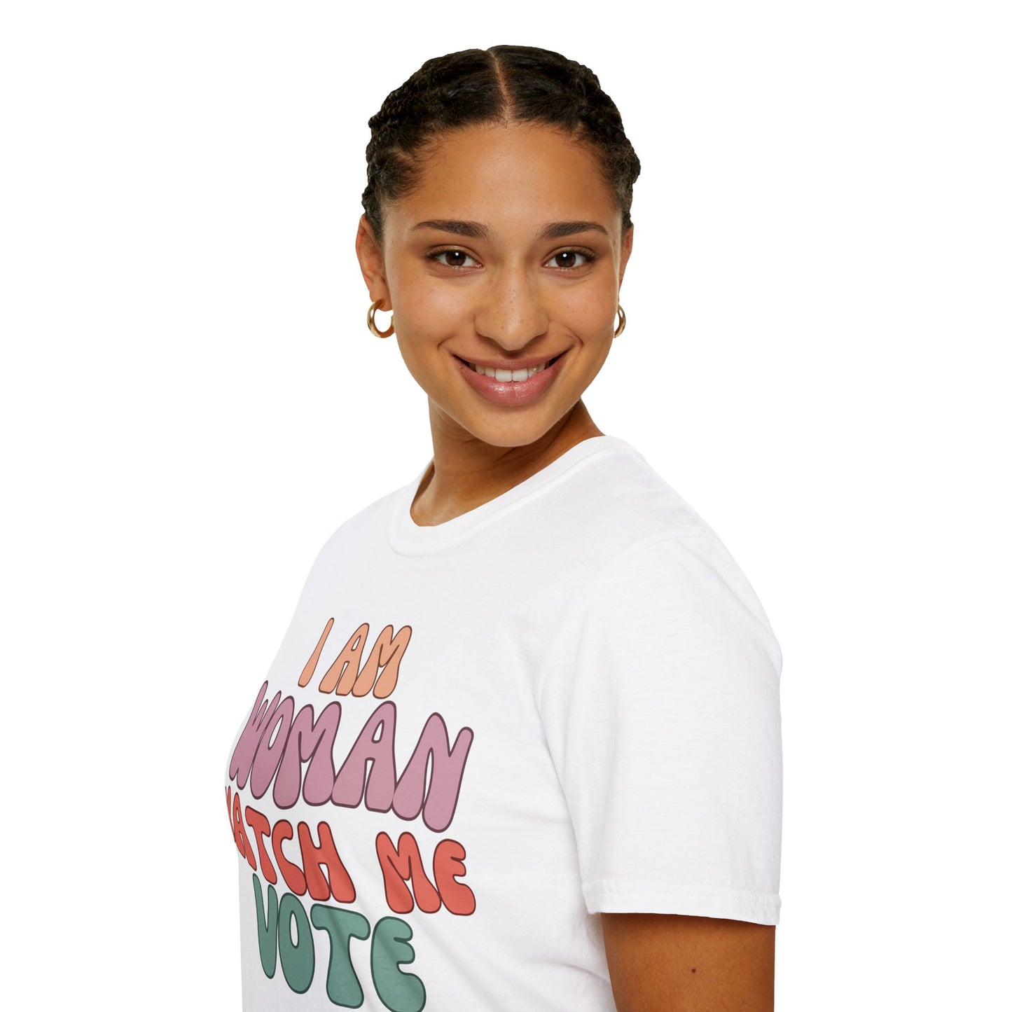 I Am Woman Watch Me Vote LTcolors Unisex T-Shirt by cypherpunkgear.com