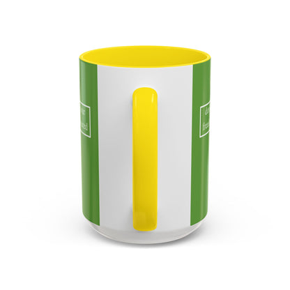 don't assume your freedoms are assured, White font, Green Accent Mug by cypherpunkgear.com