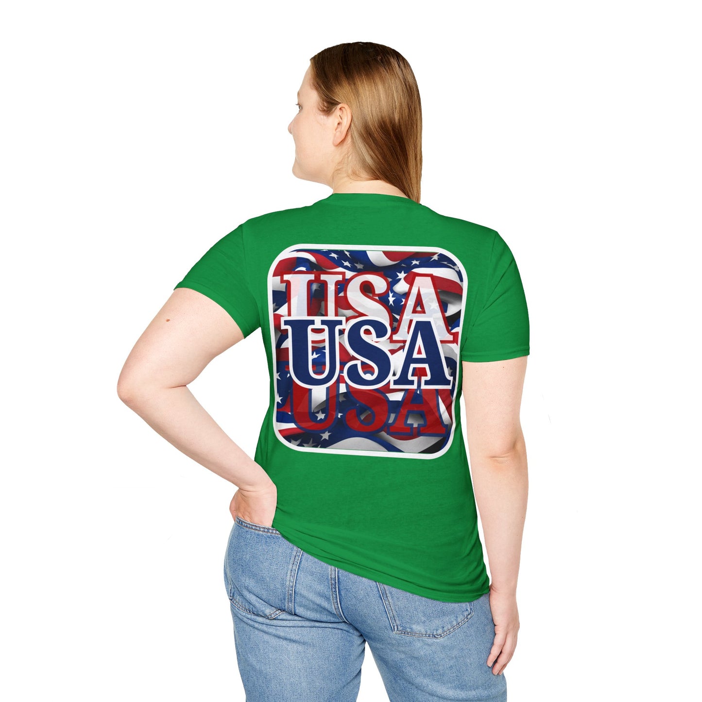 2-sided Red White and BLUE USA Patriot DKcolors Unisex T-Shirt by cypherpunkgear