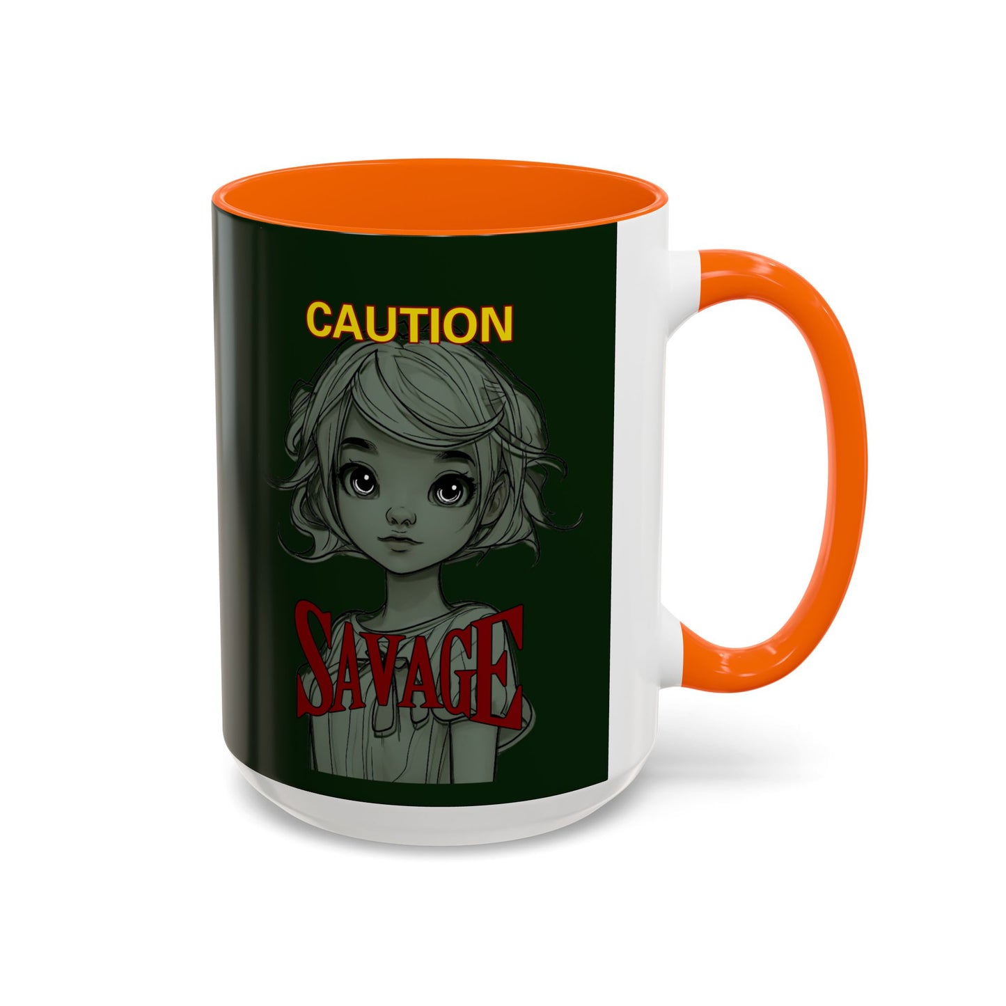 Caution, Savage Dark Green Accent Mug by cypherpunkgear.com