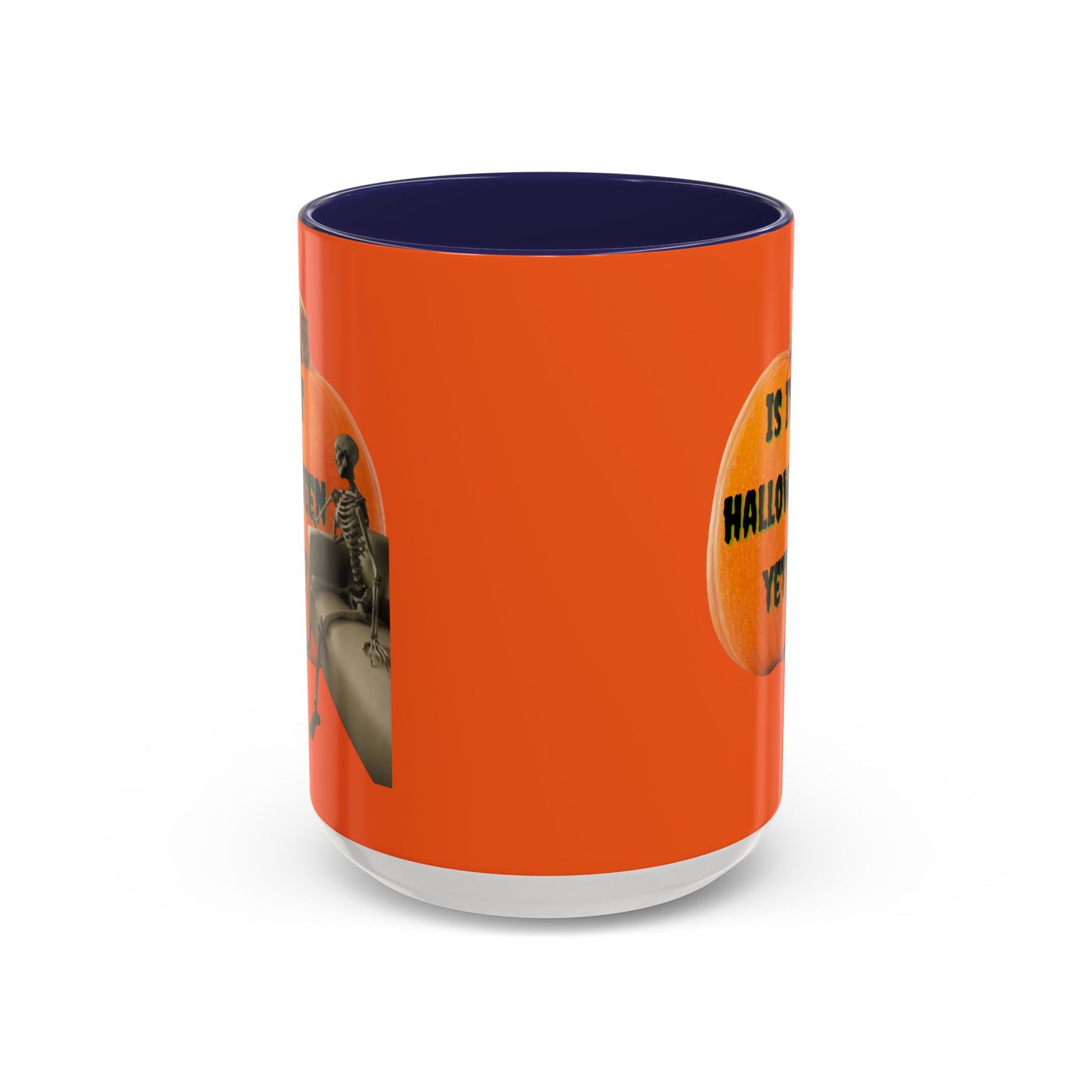Is it Halloween yet? Skeleton's Giant Pumpkin Orange Accent Mug by CreepyCrafts.boo