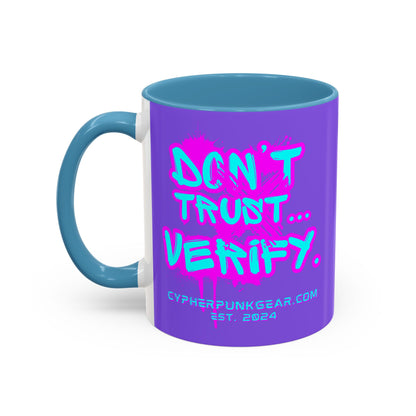Don't Trust...Verify. Light Purple Accent Mug by cypherpunkgear.com