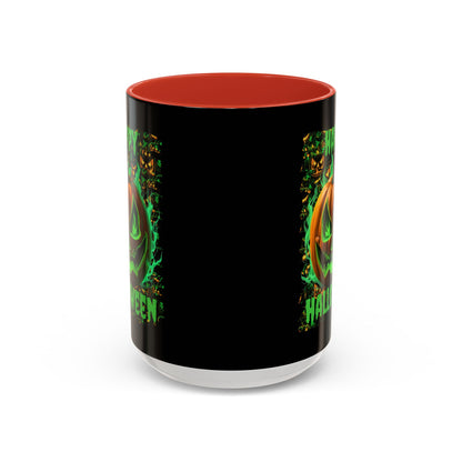 Happy Halloween Green Jack Black Accent Mug by CreepyCrafts.boo
