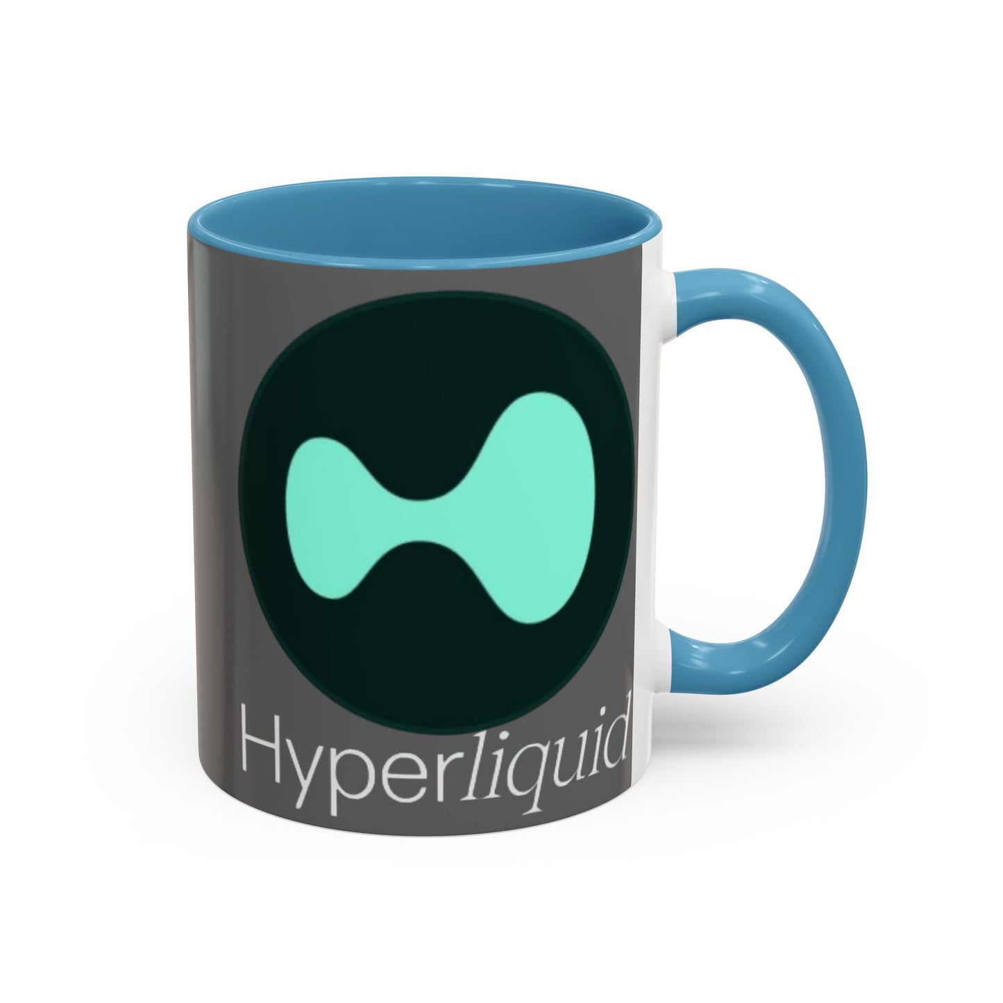 Hyperliquid White font Grey Accent Mug by cypherpunkgear.com
