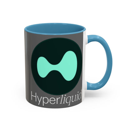 Hyperliquid White font Grey Accent Mug by cypherpunkgear.com