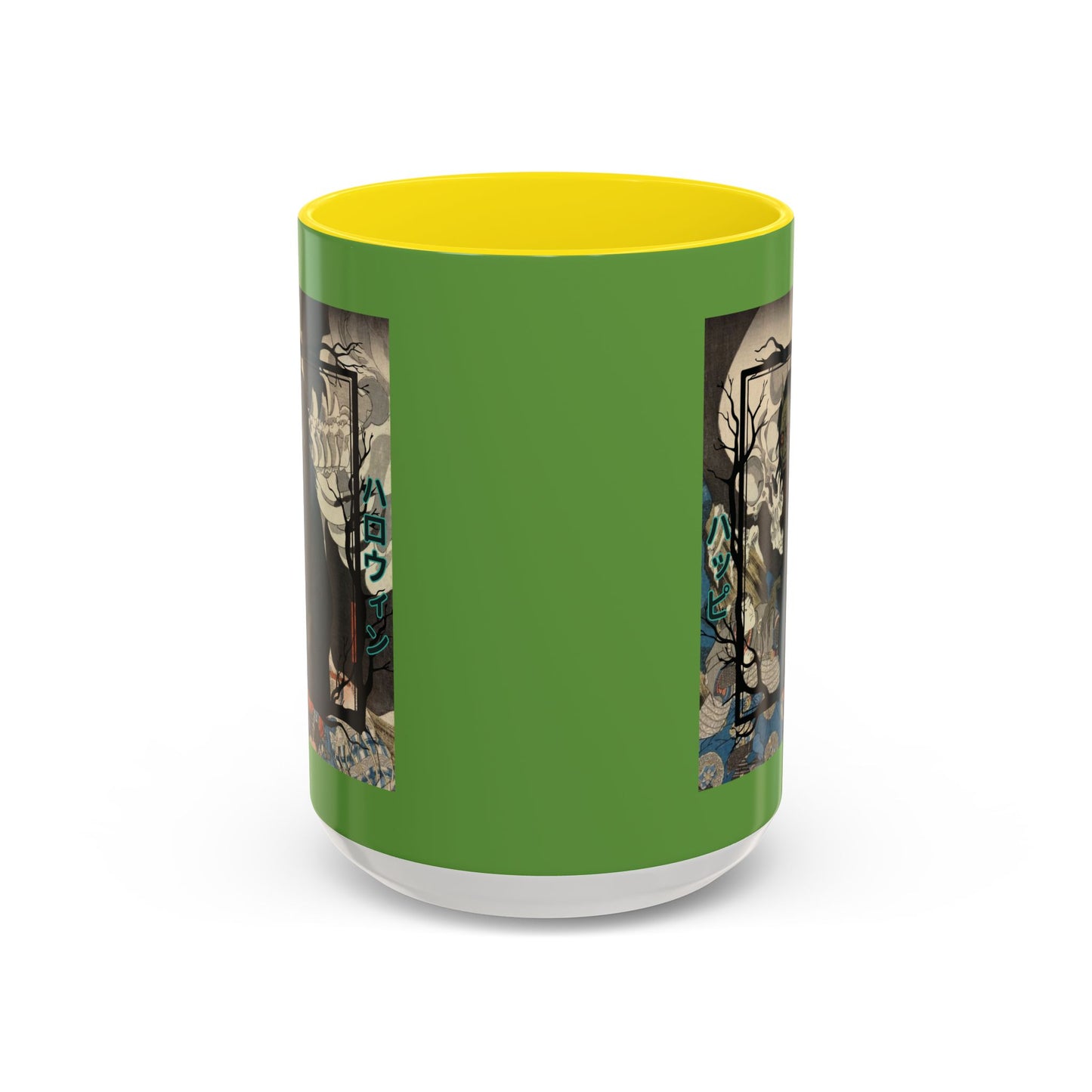 Yōkai Happy Halloween Green Accent Mug by CreepyCrafts.boo