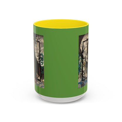 Yōkai Happy Halloween Green Accent Mug by CreepyCrafts.boo